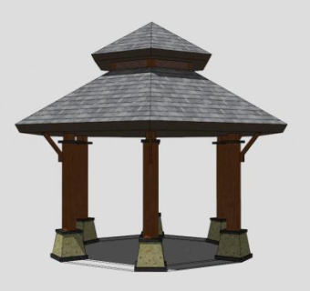 双重檐亭景观亭SU模型下载_sketchup草图大师SKP模型