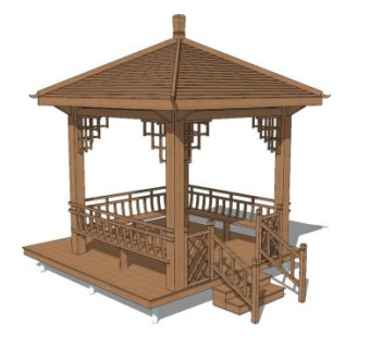 中式木亭子sketchup模型下载_sketchup草图大师SKP模型