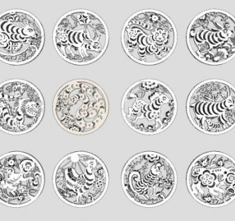 浮雕十二生肖SU模型下载_sketchup草图大师SKP模型