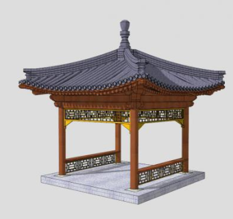 中式凉亭景观亭SU模型下载_sketchup草图大师SKP模型