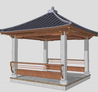 中式石亭凉亭SU模型下载_sketchup草图大师SKP模型