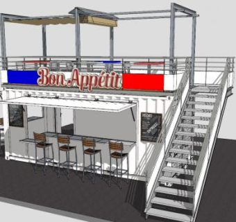 集装箱露天酒吧SU模型下载_sketchup草图大师SKP模型