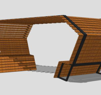 木质异形长椅SU模型下载_sketchup草图大师SKP模型