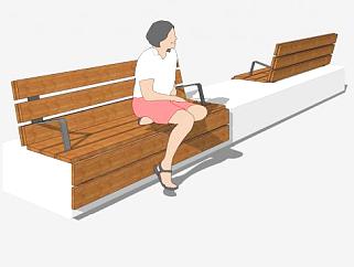 公园中式长椅SU模型下载_sketchup草图大师SKP模型