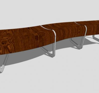 木质长椅SU模型下载_sketchup草图大师SKP模型