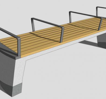 木质景观长椅SU模型下载_sketchup草图大师SKP模型