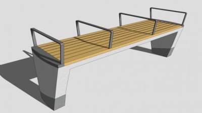 木质景观长椅SU模型下载_sketchup草图大师SKP模型