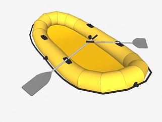 漂流充气船游艇橡皮艇SU模型下载_sketchup草图大师SKP模型