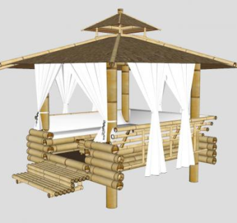 东南亚竹亭子SU模型下载_sketchup草图大师SKP模型