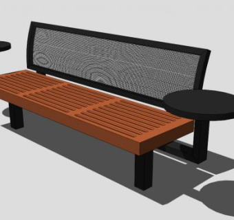 公园户外木制长椅SU模型下载_sketchup草图大师SKP模型