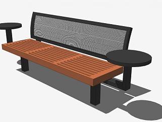 公园户外木制长椅SU模型下载_sketchup草图大师SKP模型