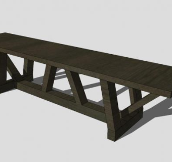 现代商业街黑色长椅SU模型下载_sketchup草图大师SKP模型