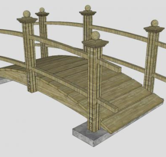 景观庭院小桥SU模型下载_sketchup草图大师SKP模型
