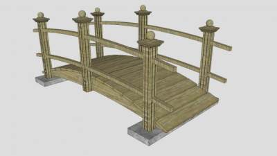 景观庭院小桥SU模型下载_sketchup草图大师SKP模型