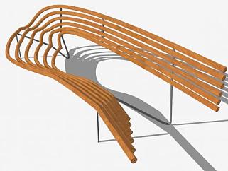 <em>公园</em>弧线异型长椅SU模型下载_sketchup草图大师SKP模型