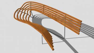 公园弧线异型长椅SU模型下载_sketchup草图大师SKP模型