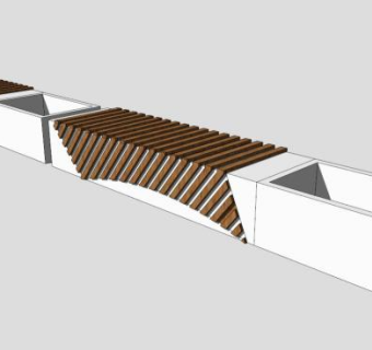 白色公园创意长椅SU模型下载_sketchup草图大师SKP模型