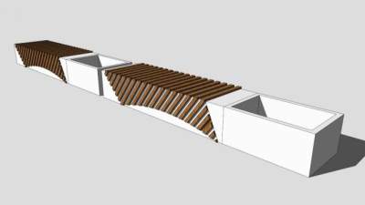 白色公园创意长椅SU模型下载_sketchup草图大师SKP模型