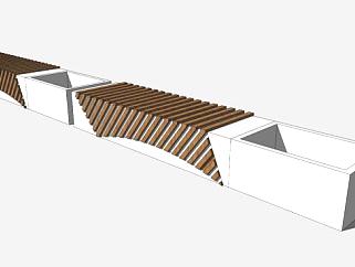 白色公园创意长椅SU模型下载_sketchup草图大师SKP模型