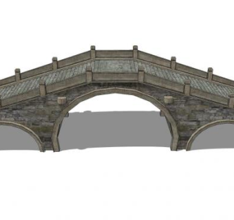 中式石拱桥梁sketchup模型下载_sketchup草图大师SKP模型