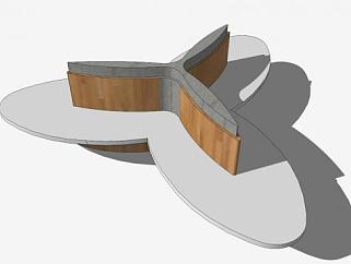 木质特色长椅SU模型下载_sketchup草图大师SKP模型