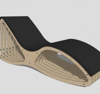 休闲木质异型长椅SU模型下载_sketchup草图大师SKP模型