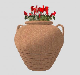 陶罐插花花架SU模型下载_sketchup草图大师SKP模型