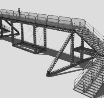 桁架搭建的人行天桥SU模型下载_sketchup草图大师SKP模型
