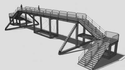 桁架搭建的人行天桥SU模型下载_sketchup草图大师SKP模型