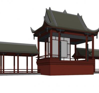 古建舞台戏台建筑SU模型下载_sketchup草图大师SKP模型