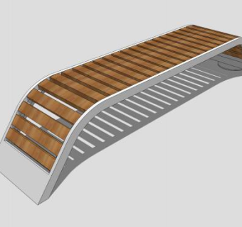 室外木质特色长椅SU模型下载_sketchup草图大师SKP模型