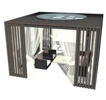 现代中式休憩亭子SU模型下载_sketchup草图大师SKP模型