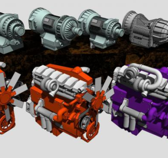 单涡轮增压发动机SU模型_su模型下载 草图大师模型_SKP模型