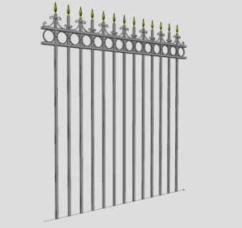 铁艺围墙围栏带刺尖SU模型下载_sketchup草图大师SKP模型