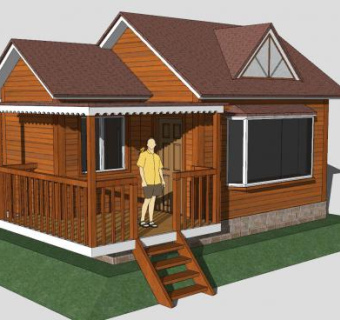 现代小木屋建筑sketchup模型下载_sketchup草图大师SKP模型