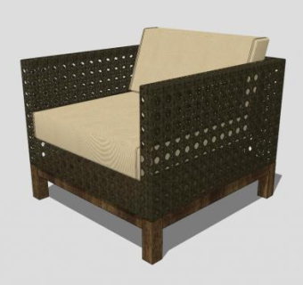 阳台藤艺单人沙发SU模型下载_sketchup草图大师SKP模型
