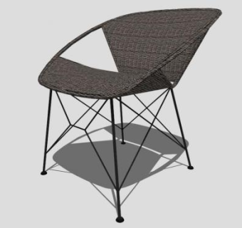 阳台藤艺咖啡椅子SU模型下载_sketchup草图大师SKP模型