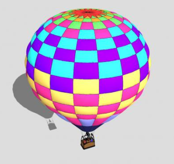 格子色热气球SU模型下载_sketchup草图大师SKP模型