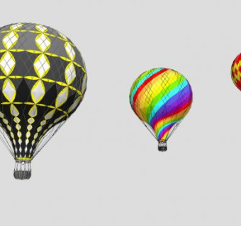多颜色热气球SU模型下载_sketchup草图大师SKP模型