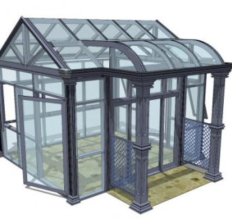 简单欧式玻璃阳光房SU模型下载_sketchup草图大师SKP模型