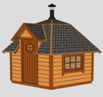 现代小型小木屋SU模型下载_sketchup草图大师SKP模型