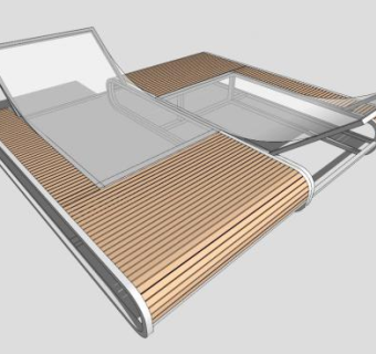 现代金属玻璃躺椅SU模型下载_sketchup草图大师SKP模型