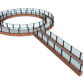 玻璃护栏栈道SU模型下载_sketchup草图大师SKP模型