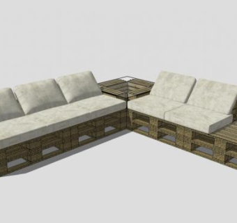 欧式木质转角沙发SU模型下载_sketchup草图大师SKP模型