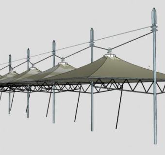 张拉膜停车棚SU模型下载_sketchup草图大师SKP模型