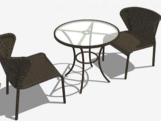 咖啡厅休闲双人桌椅组合SU模型下载_sketchup草图大师SKP模型