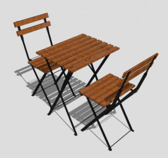 木质双人折叠餐桌SU模型下载_sketchup草图大师SKP模型