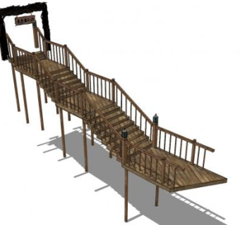 木栈道吊脚桥SU模型下载_sketchup草图大师SKP模型