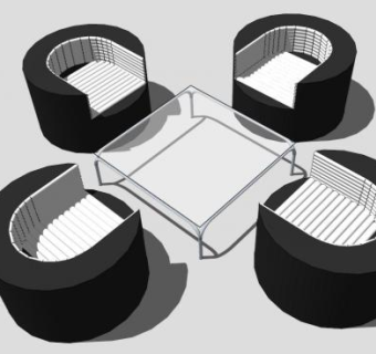 办公简约桌椅组合SU模型下载_sketchup草图大师SKP模型