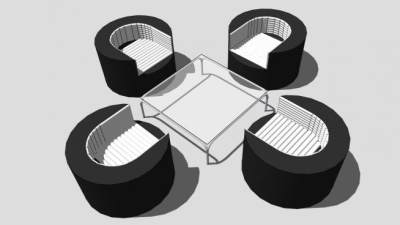 办公简约桌椅组合SU模型下载_sketchup草图大师SKP模型